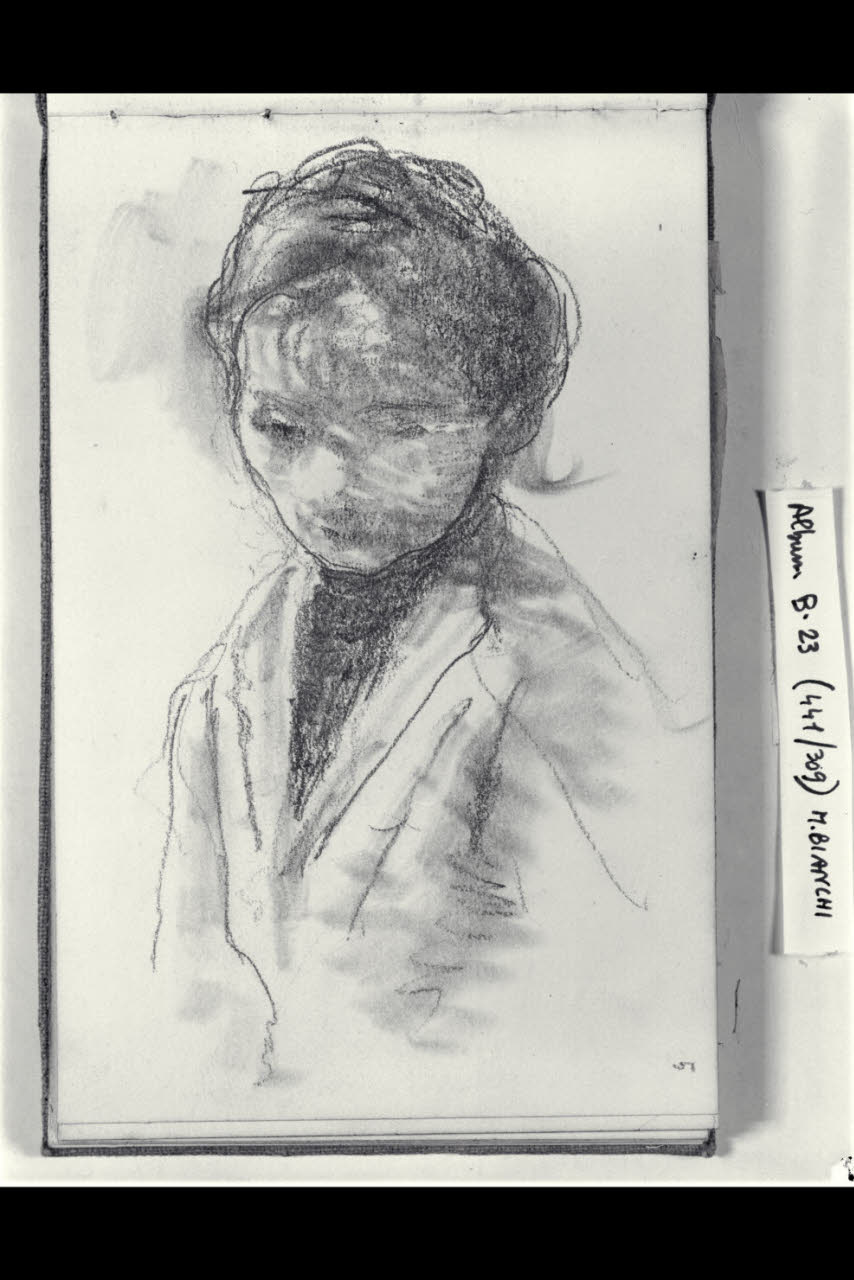 Giovane donna a mezza figura (disegno) di Bianchi, Mosè; Bianchi, Mosè (seconda metà sec. XIX)