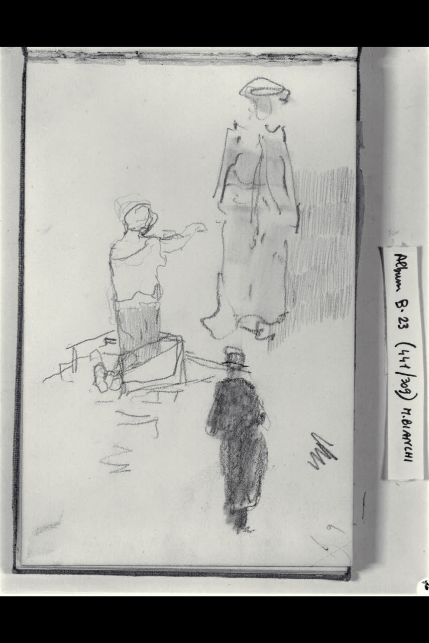 Abbozzo di figurette maschili e femminili (disegno) di Bianchi, Mosè; Bianchi, Mosè (seconda metà sec. XIX)