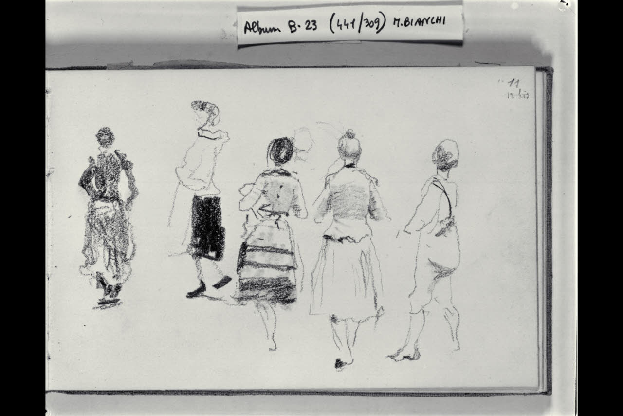 Figurette femminili (disegno) di Bianchi, Mosè; Bianchi, Mosè (seconda metà sec. XIX)