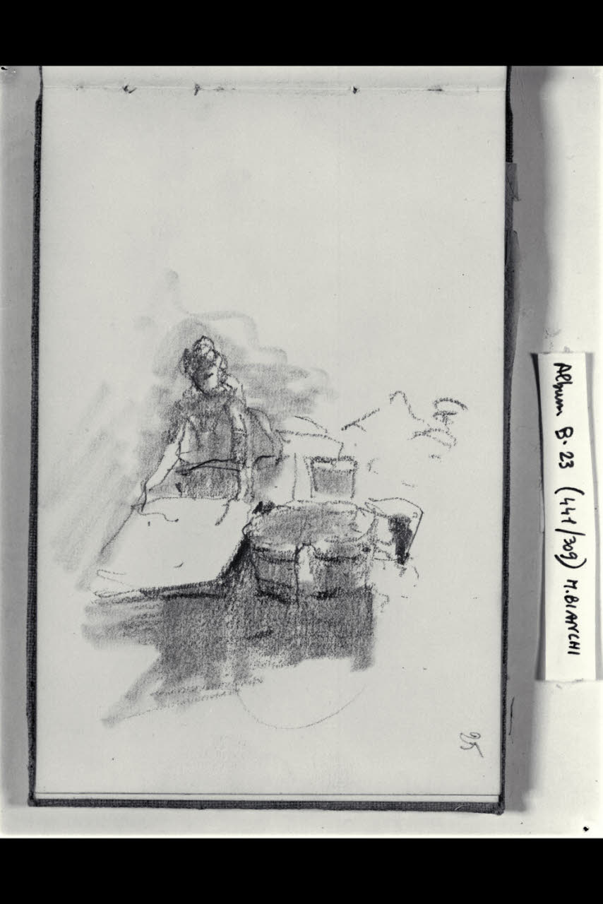 Donna che lava (disegno) di Bianchi, Mosè; Bianchi, Mosè (seconda metà sec. XIX)