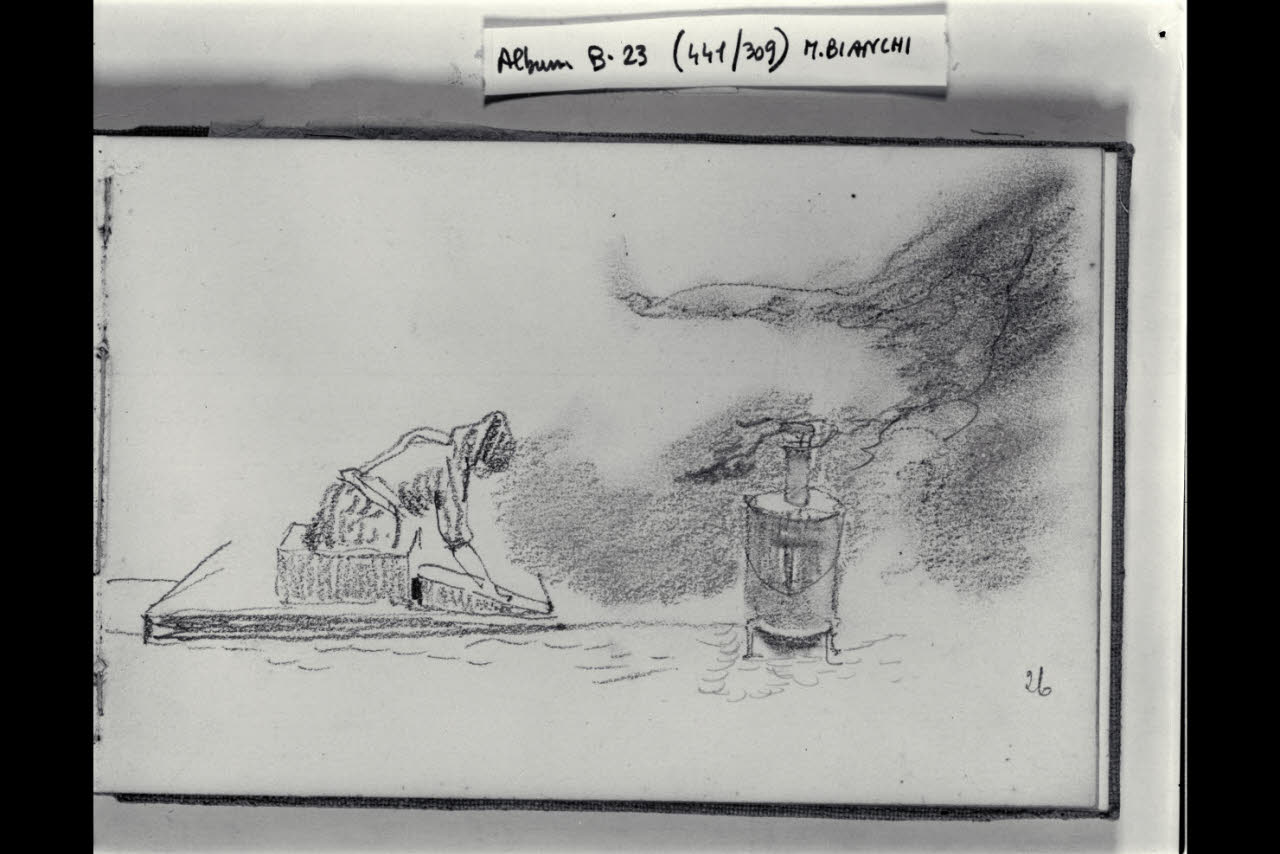 Donna che lava (disegno) di Bianchi, Mosè; Bianchi, Mosè (seconda metà sec. XIX)