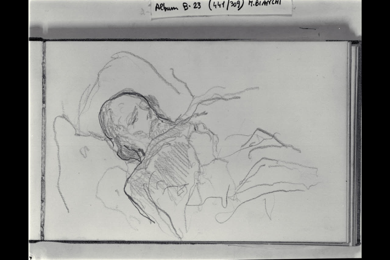 Figura maschile a mezzo busto (disegno) di Bianchi, Mosè; Bianchi, Mosè (seconda metà sec. XIX)