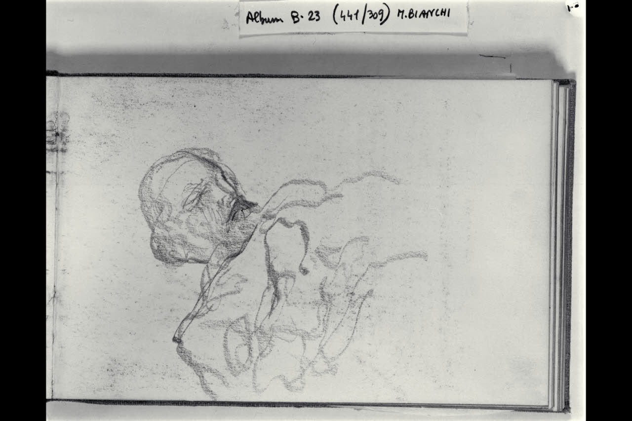 Figura maschile a mezzo busto (disegno) di Bianchi, Mosè; Bianchi, Mosè (seconda metà sec. XIX)