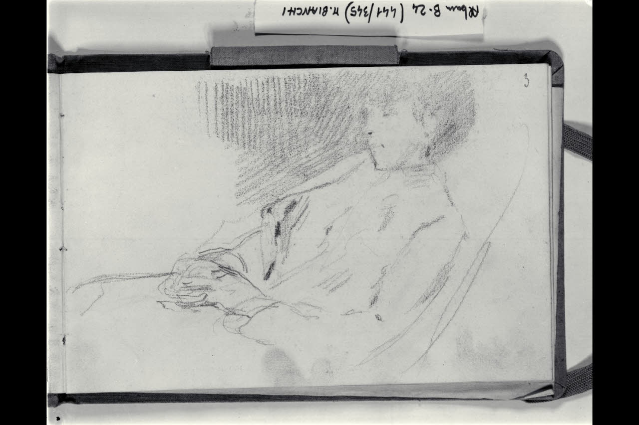 Donna seduta dormiente (disegno) di Bianchi, Mosè; Bianchi, Mosè (seconda metà sec. XIX)