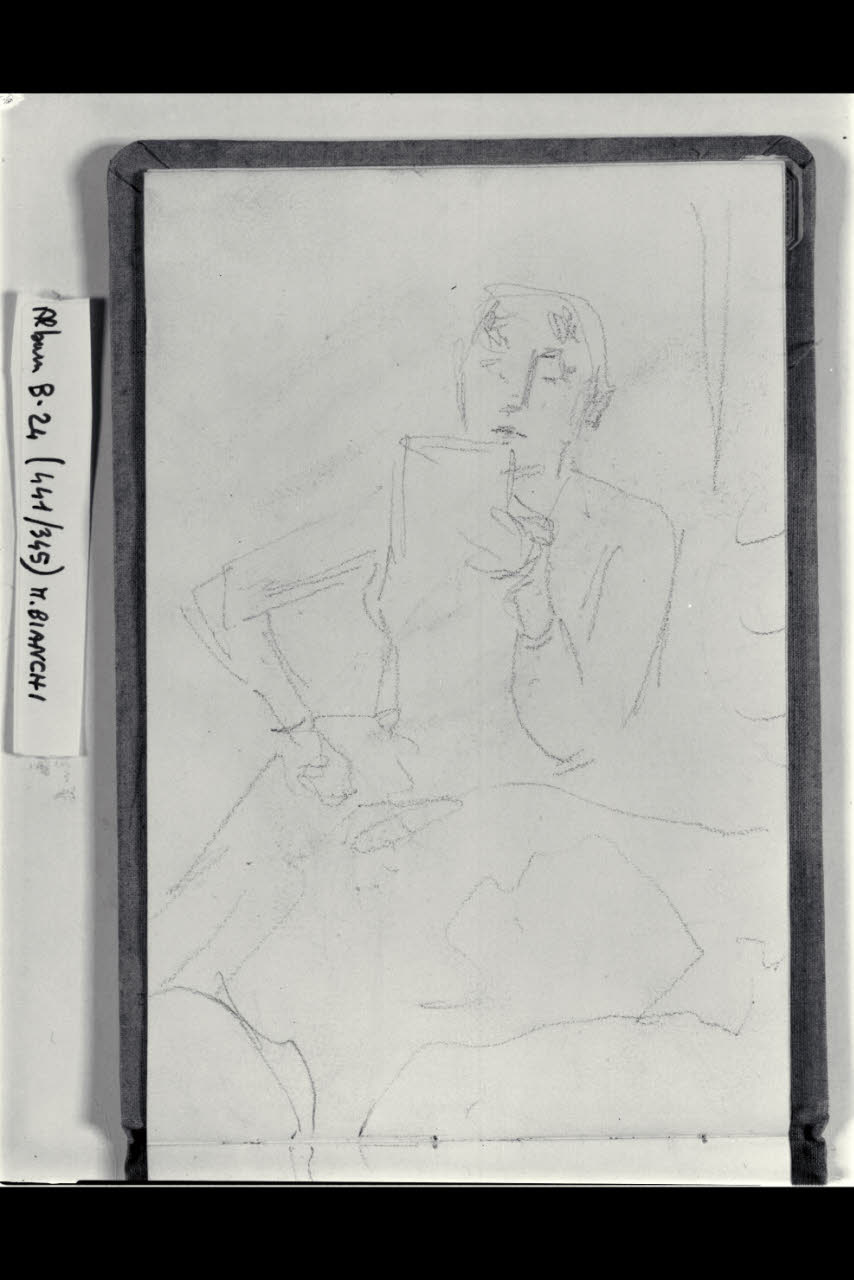 Abbozzo di una donna che legge (disegno) di Bianchi, Mosè; Bianchi, Mosè (seconda metà sec. XIX)