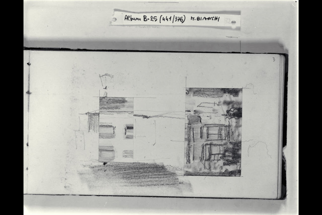 Abbozzo di una strada con lampioni (disegno) di Bianchi, Mosè; Bianchi, Mosè (seconda metà sec. XIX)