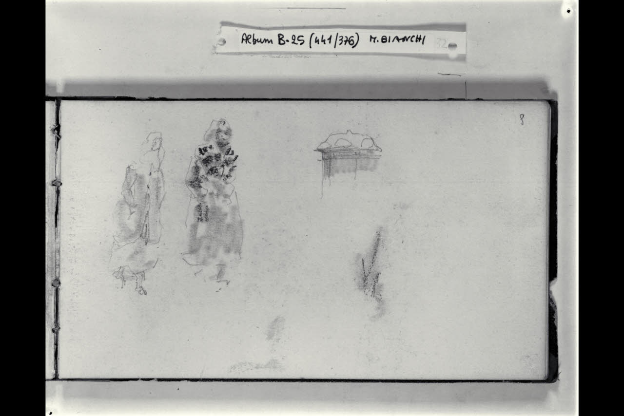 Abbozzo di due figurette femminili (disegno) di Bianchi, Mosè; Bianchi, Mosè (seconda metà sec. XIX)