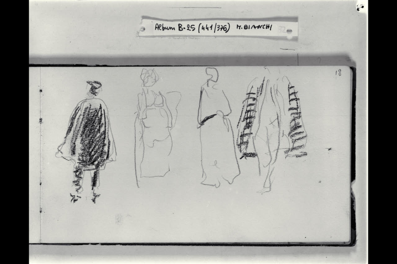 Abbozzo di figurette maschili e femminili (disegno) di Bianchi, Mosè; Bianchi, Mosè (seconda metà sec. XIX)