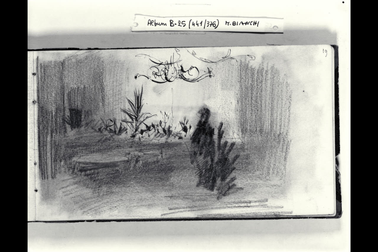 Interno di un negozio di un fiorista (disegno) di Bianchi, Mosè; Bianchi, Mosè (seconda metà sec. XIX)