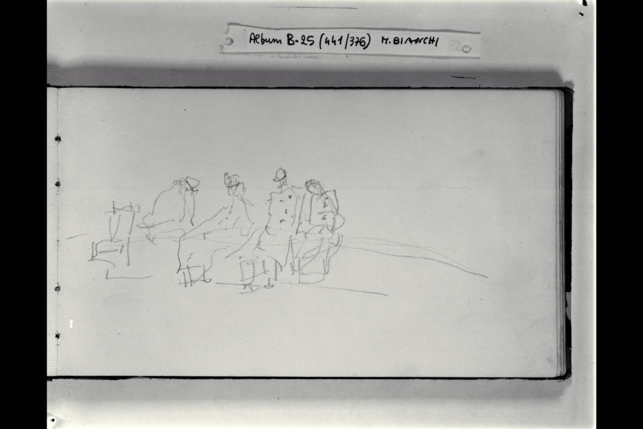 Abbozzo di figurette sedute (disegno) di Bianchi, Mosè; Bianchi, Mosè (seconda metà sec. XIX)