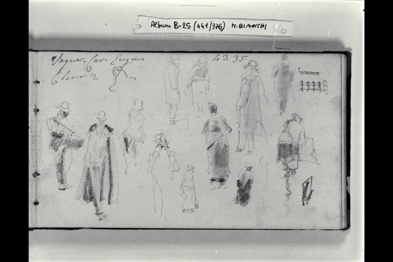 Schizzi di figurette maschili e femminili (disegno) di Bianchi, Mosè; Bianchi, Mosè (seconda metà sec. XIX)