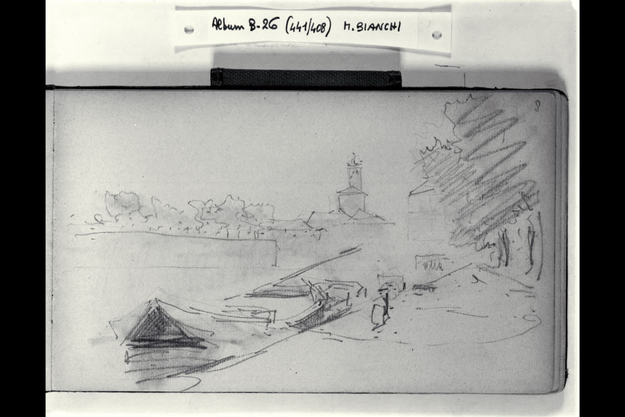 La Darsena di Porta Ticinese (disegno) di Bianchi, Mosè; Bianchi, Mosè (seconda metà sec. XIX)