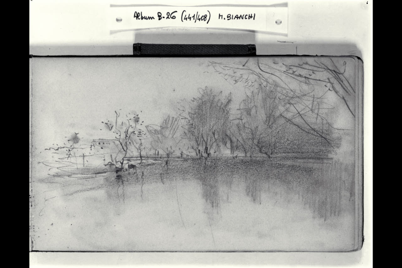 Stagno con alberi (disegno) di Bianchi, Mosè; Bianchi, Mosè (seconda metà sec. XIX)