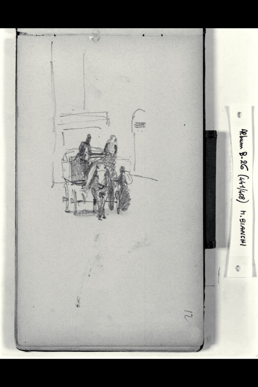 Strada con due figure su un carro trainato da un cavallo (disegno) di Bianchi, Mosè; Bianchi, Mosè (seconda metà sec. XIX)