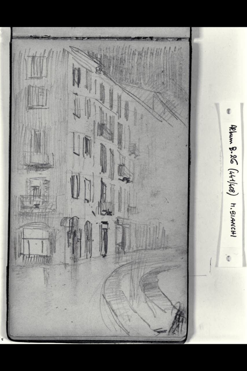 L' imbocco della via Torino verso il Carrobbio (disegno) di Bianchi, Mosè; Bianchi, Mosè (seconda metà sec. XIX)