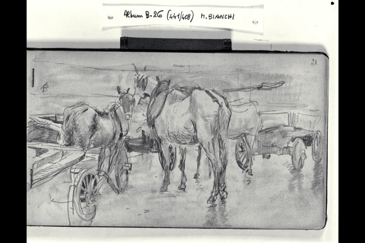 Carri con cavalli (disegno) di Bianchi, Mosè; Bianchi, Mosè (seconda metà sec. XIX)