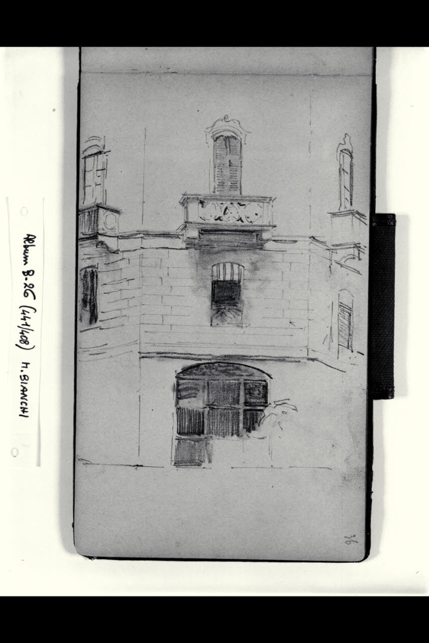 Particolare della facciata di una casa (disegno) di Bianchi, Mosè; Bianchi, Mosè (seconda metà sec. XIX)