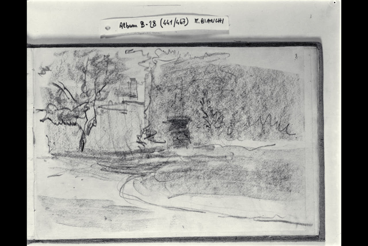 Abbozzo di una casa con alberi (disegno) di Bianchi, Mosè; Bianchi, Mosè (seconda metà sec. XIX)