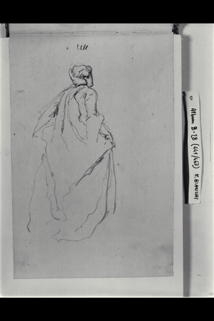 Figura femminile vista di spalle (disegno) di Bianchi, Mosè; Bianchi, Mosè (seconda metà sec. XIX)