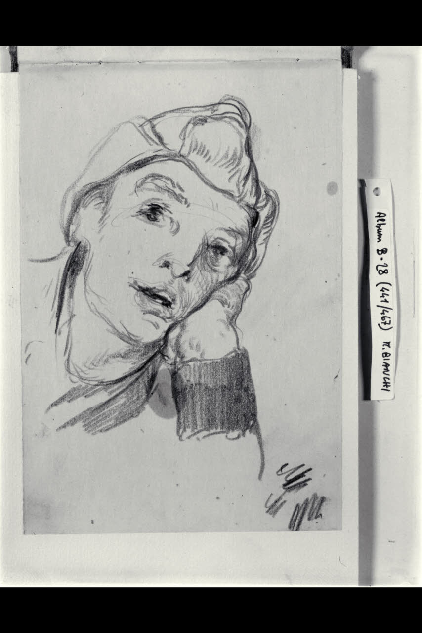 Testa di giovane uomo (disegno) di Bianchi, Mosè; Bianchi, Mosè (seconda metà sec. XIX)