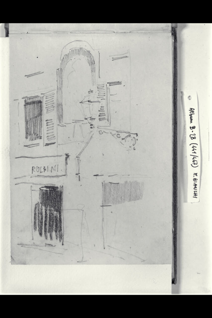 Particolare della facciata di una casa (disegno) di Bianchi, Mosè; Bianchi, Mosè (seconda metà sec. XIX)