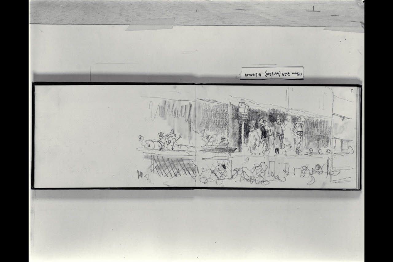 Particolare dell' interno di un circo equestre (disegno) di Bianchi, Mosè; Bianchi, Mosè (seconda metà sec. XIX)