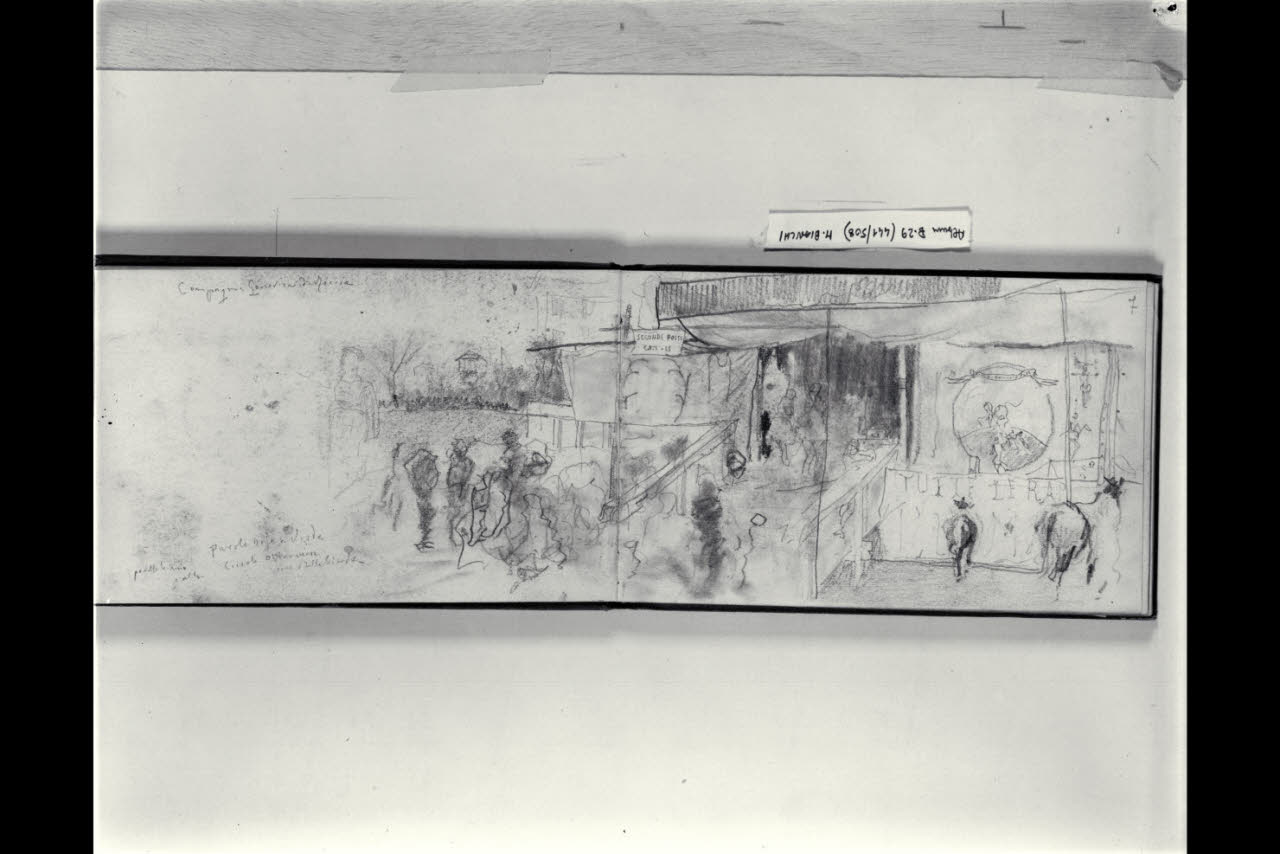Ingresso di uun circo equestre (disegno) di Bianchi, Mosè; Bianchi, Mosè (seconda metà sec. XIX)