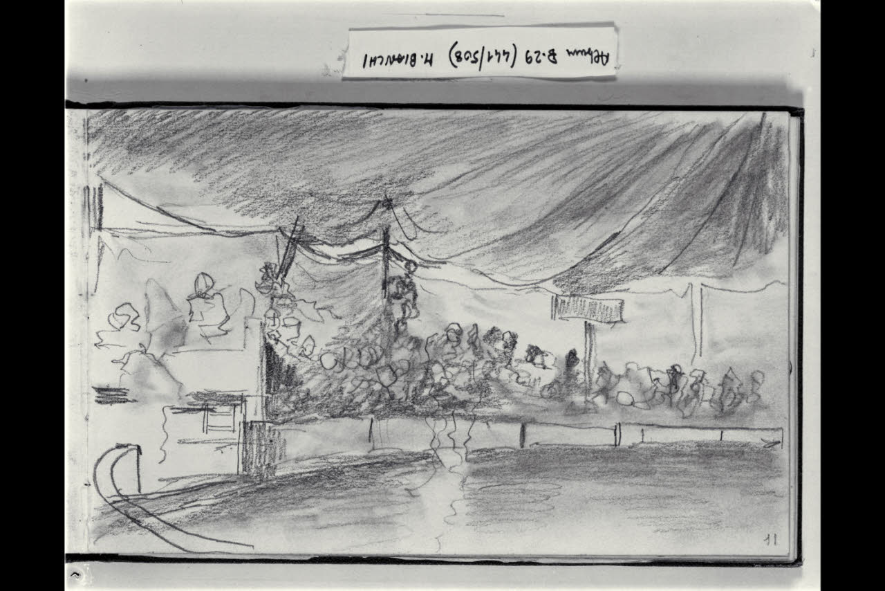 Particolare dell' interno di un circo equestre (disegno) di Bianchi, Mosè; Bianchi, Mosè (seconda metà sec. XIX)