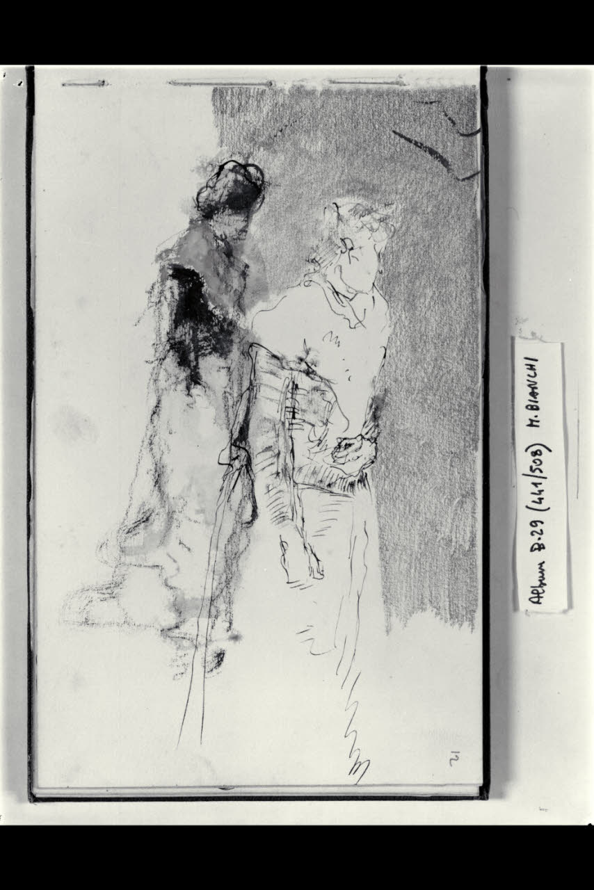 Due schizzi di figura femminile (disegno) di Bianchi, Mosè; Bianchi, Mosè (seconda metà sec. XIX)