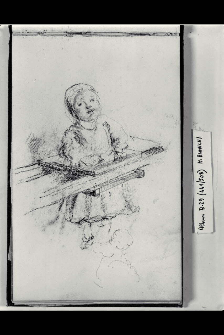 I primi passi di un bimbo nel girello (disegno) di Bianchi, Mosè; Bianchi, Mosè (seconda metà sec. XIX)