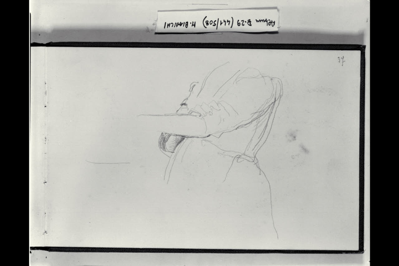 Particolare di una figura femminile (disegno) di Bianchi, Mosè; Bianchi, Mosè (seconda metà sec. XIX)