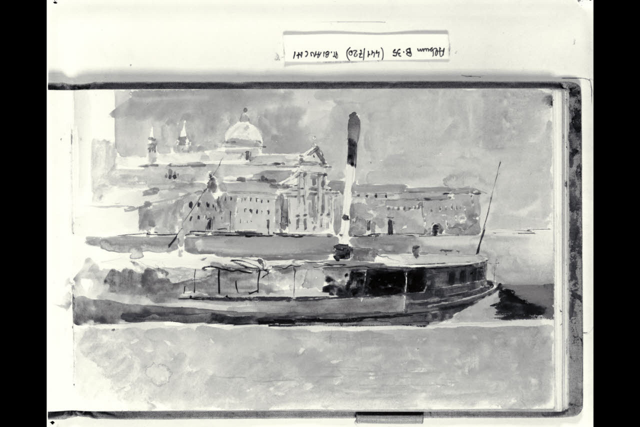 La chiesa della Salute dalla Riva degli Schiavoni (disegno) di Bianchi, Mosè; Bianchi, Mosè (seconda metà sec. XIX)