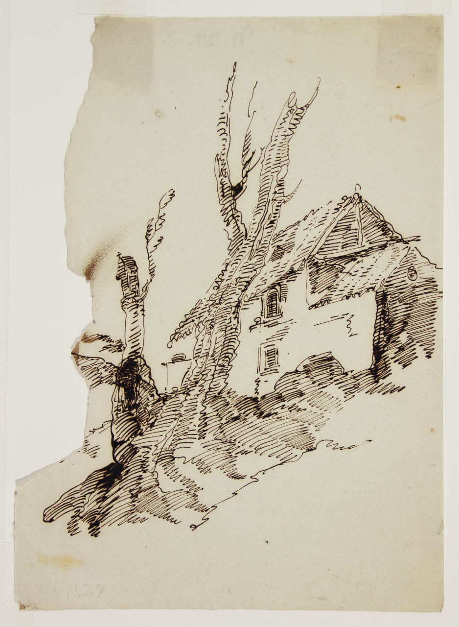 Casolare con alberi spogli, Casolare con alberi spogli (disegno) di Bison, Giuseppe Bernardino (secc. XVIII/ XIX)