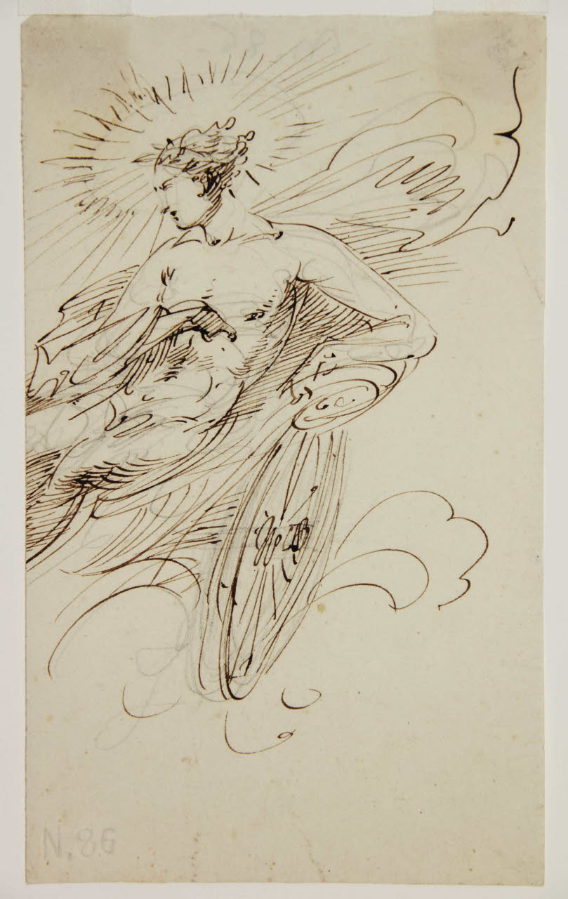 Figura allegorica tra le nubi, Figura allegorica tra le nubi (disegno) di Bison, Giuseppe Bernardino (secc. XVIII/ XIX)