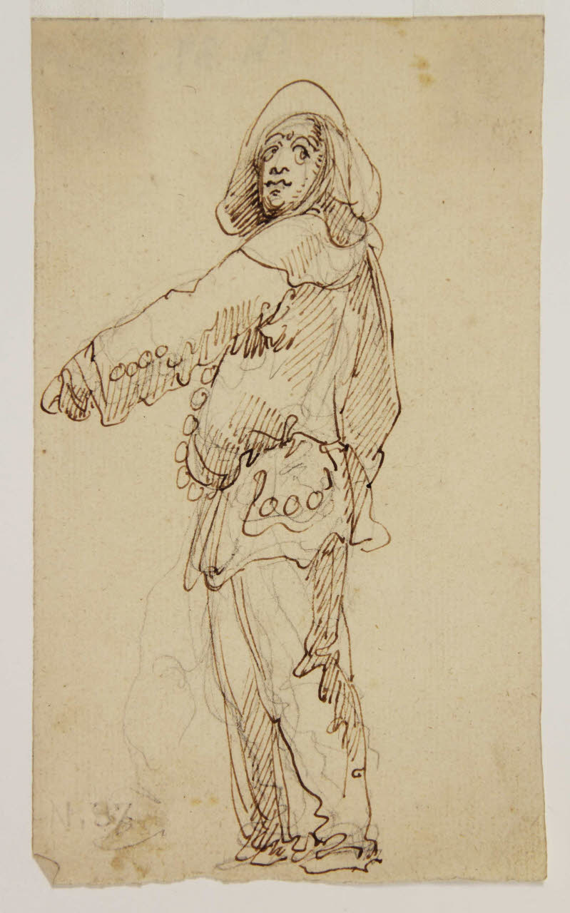 Figura maschile mascherata, Figura maschile mascherata (disegno) di Bison, Giuseppe Bernardino (secc. XVIII/ XIX)