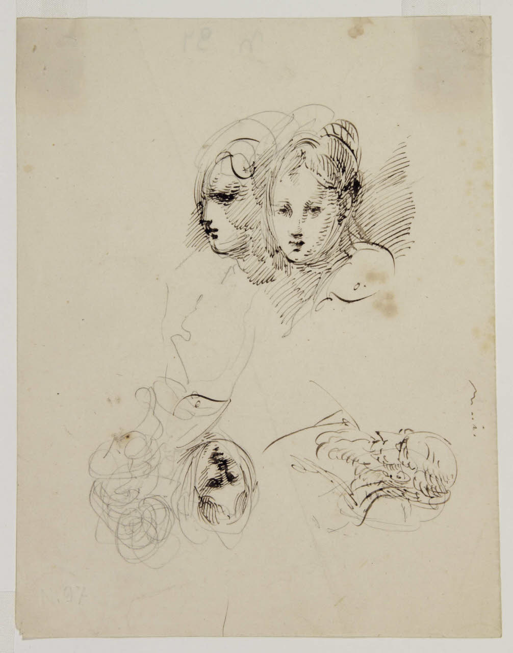 Quattro studi di teste, Quattro studi di teste (disegno) di Bison, Giuseppe Bernardino (secc. XVIII/ XIX)