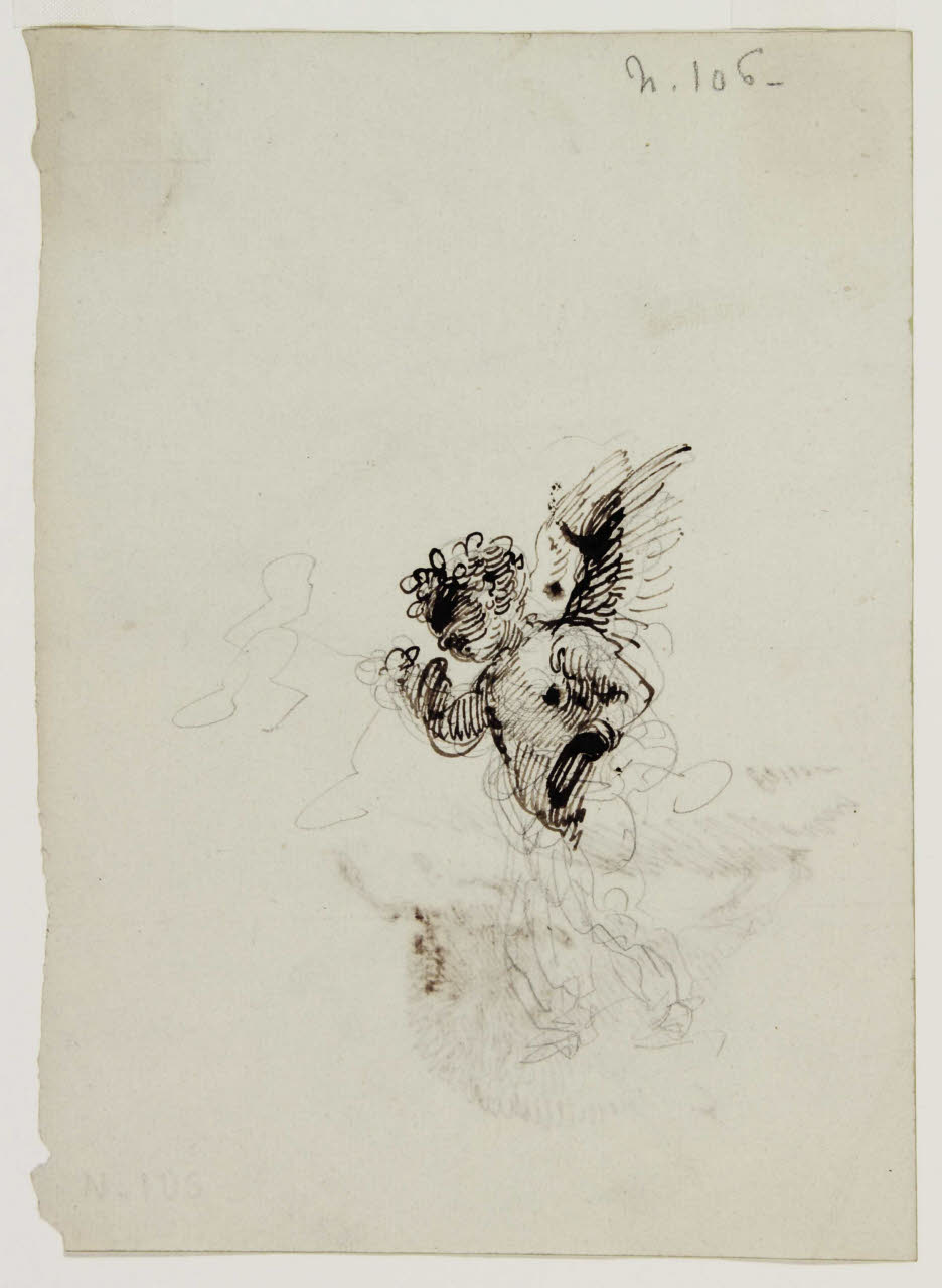 Putto alato, Putto alato (disegno) di Bison, Giuseppe Bernardino (secc. XVIII/ XIX)