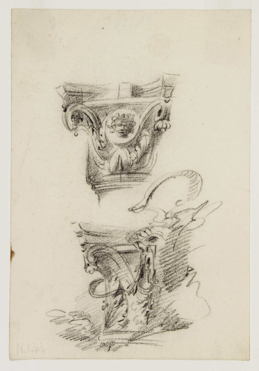 Due studi di capitelli, Due studi di capitelli (disegno) di Bison, Giuseppe Bernardino (secc. XVIII/ XIX)