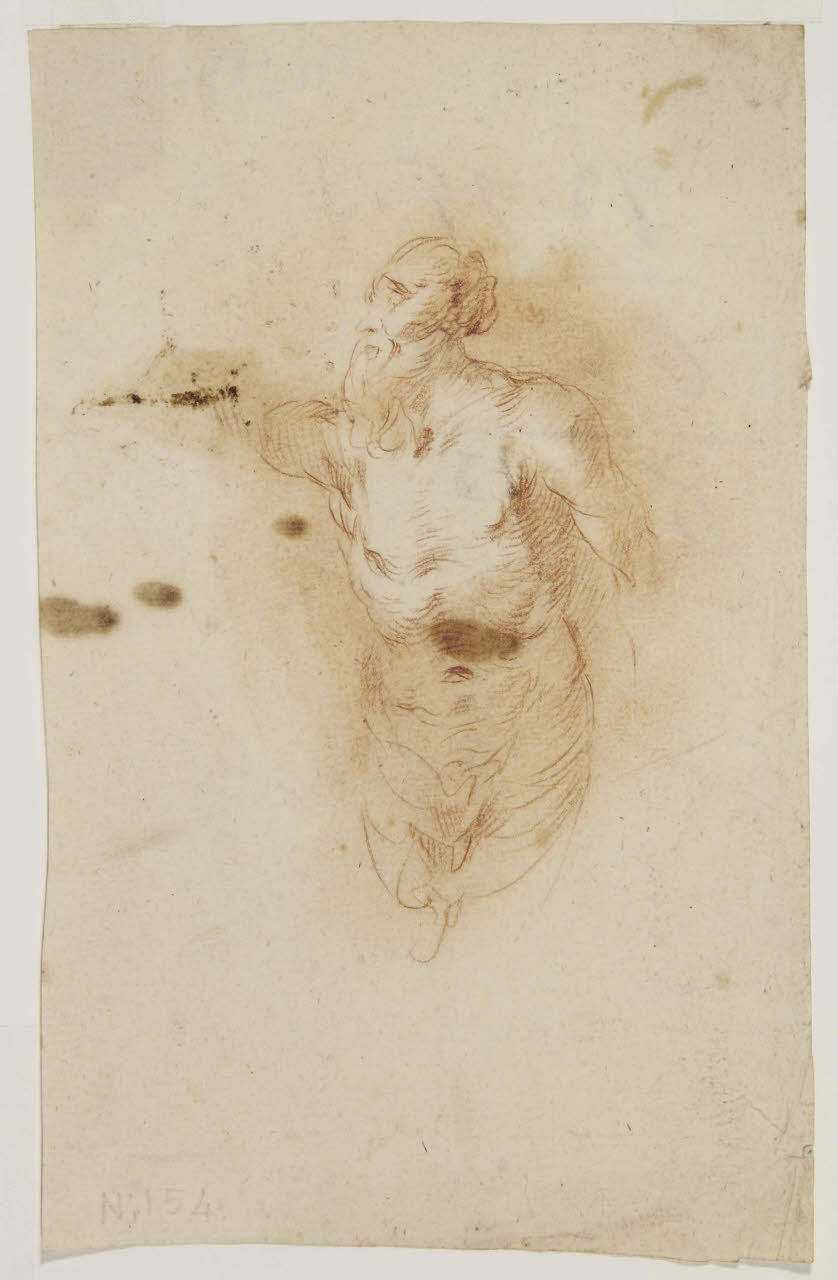 Studio di vecchio nudo ritratto a tre quarti, Studio di vecchio nudo ritratto a tre quarti (disegno) di Bison, Giuseppe Bernardino (secc. XVIII/ XIX)