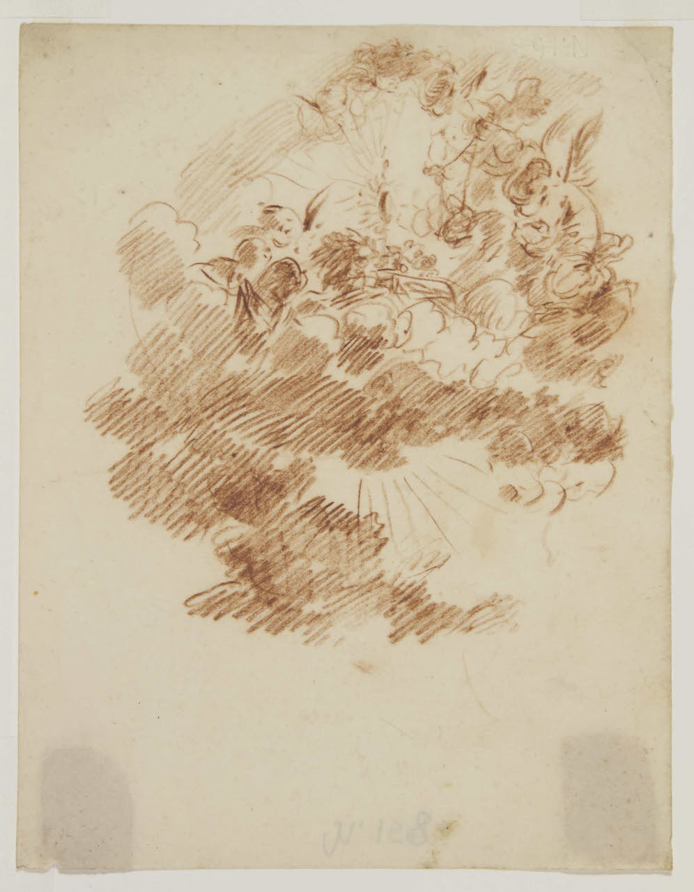 Cherubini tra le nuvole, Cherubini tra le nuvole (disegno) di Bison, Giuseppe Bernardino (secc. XVIII/ XIX)