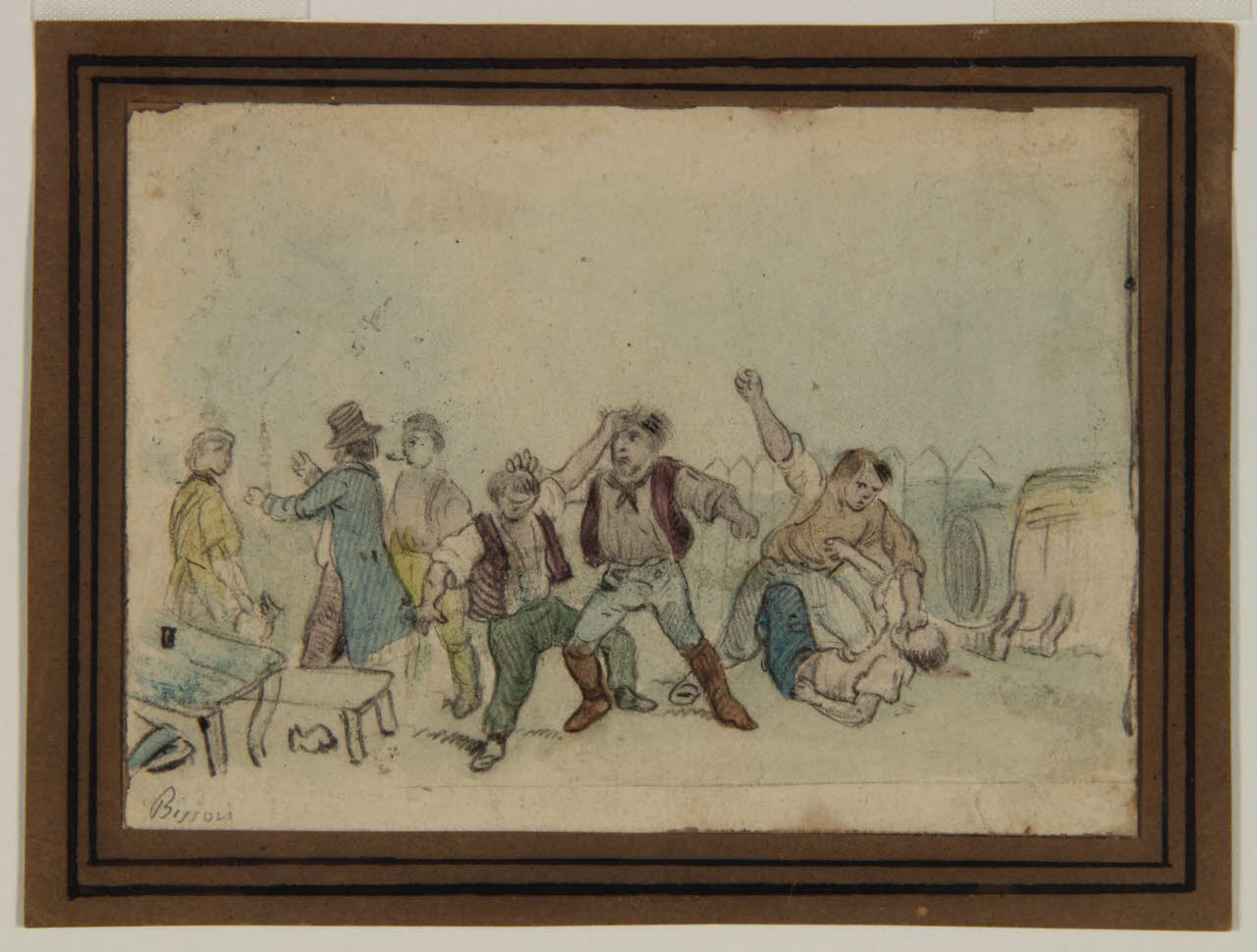 Composizione con zuffa tra sette persone, Composizione con zuffa tra sette persone (disegno) di Bison, Giuseppe Bernardino (secc. XVIII/ XIX)