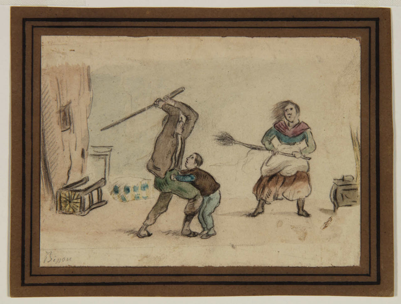 Litigio di due coniugi alla presenza del figlioletto, Litigio di due coniugi alla presenza del figlioletto (disegno) di Bison, Giuseppe Bernardino (secc. XVIII/ XIX)