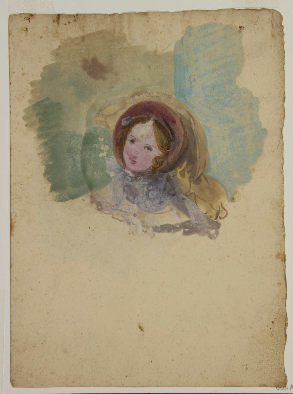 Testa femminile con cappellino, Testa femminile con cappellino (disegno) di Bison, Giuseppe Bernardino (secc. XVIII/ XIX)