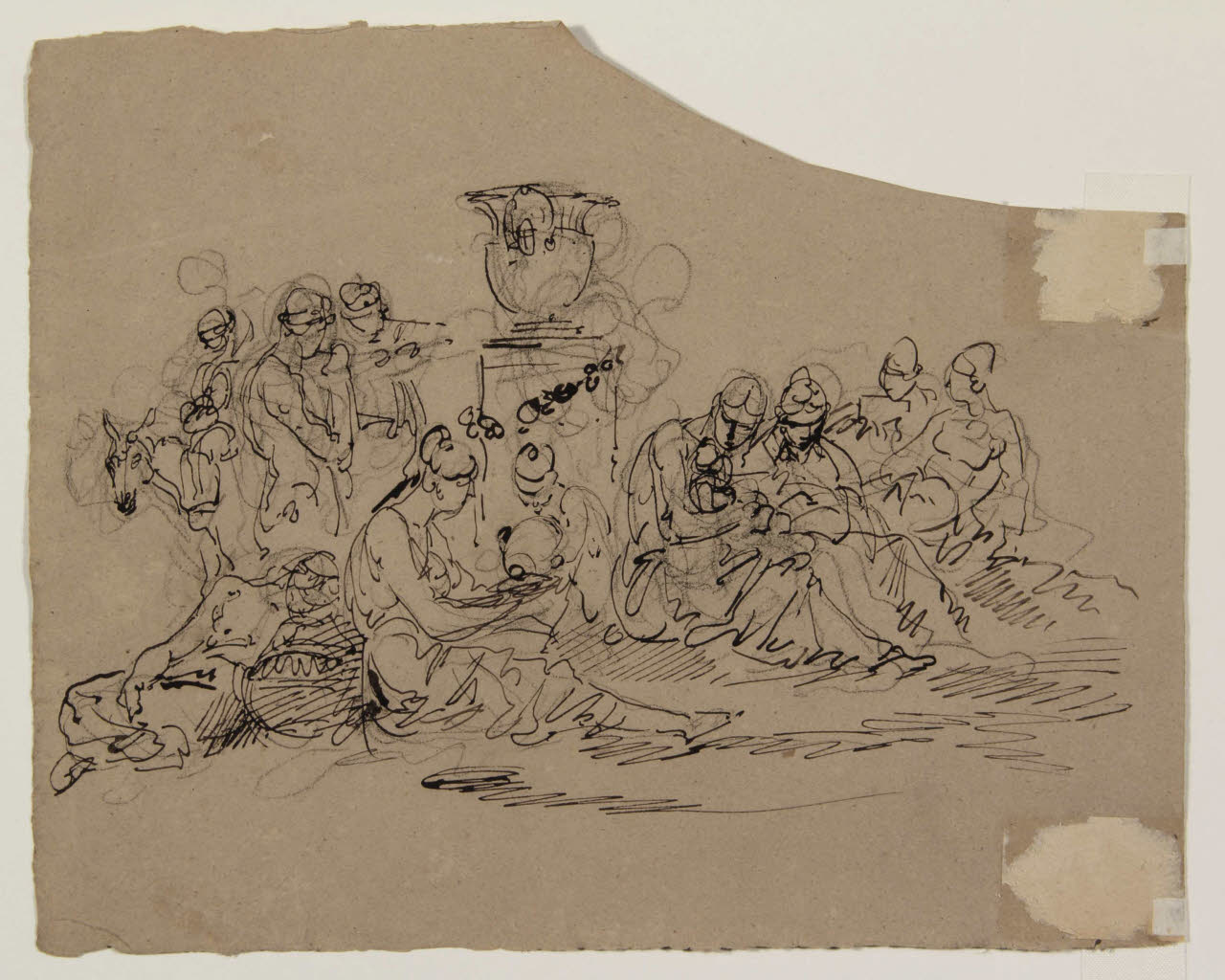 Composizione con varie figure e un'urna, Composizione con varie figure e un'urna (disegno) di Bison, Giuseppe Bernardino (secc. XVIII/ XIX)