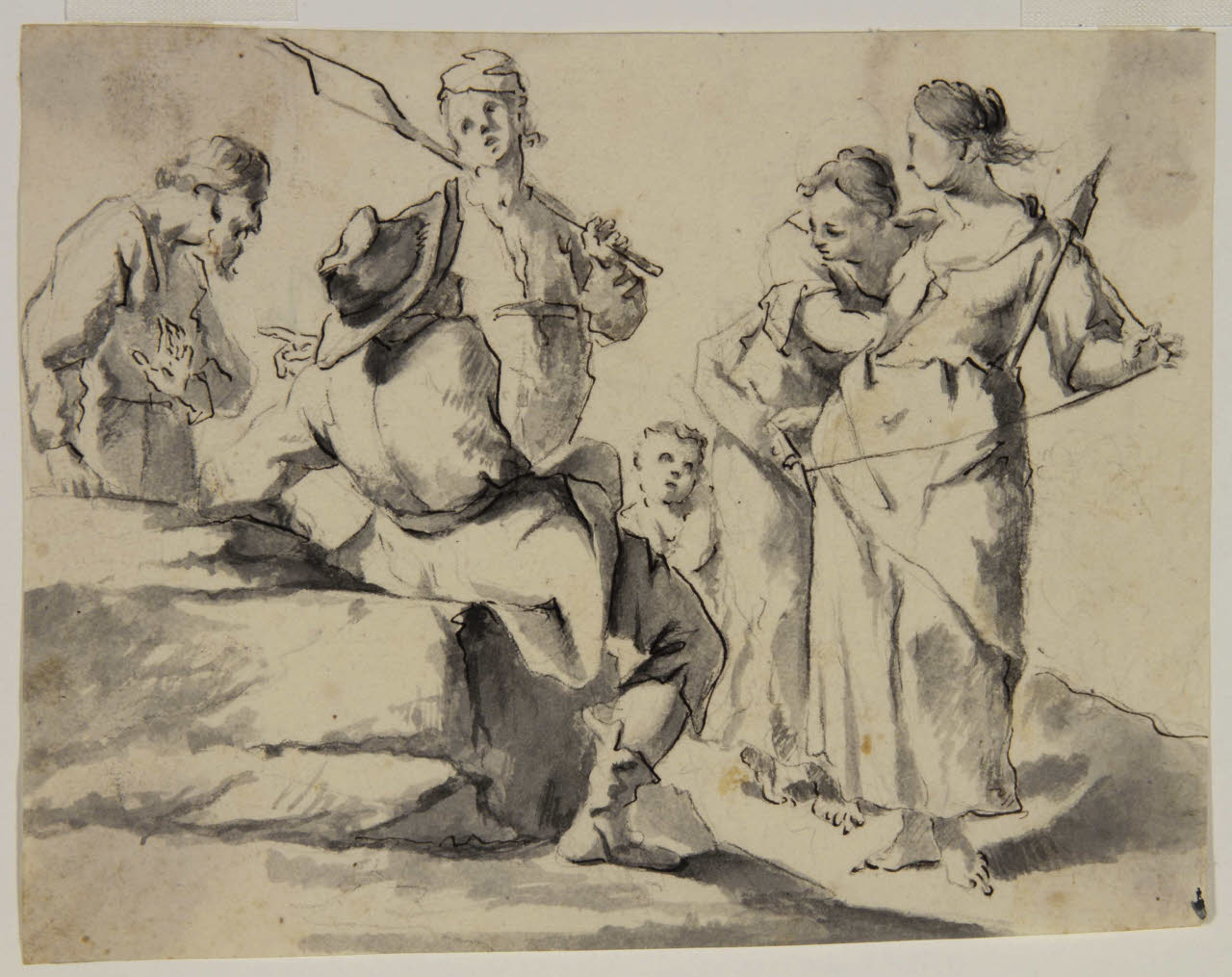 Composizione con sei figure in conversazione, Composizione con sei figure in conversazione (disegno) di Bison, Giuseppe Bernardino (secc. XVIII/ XIX)