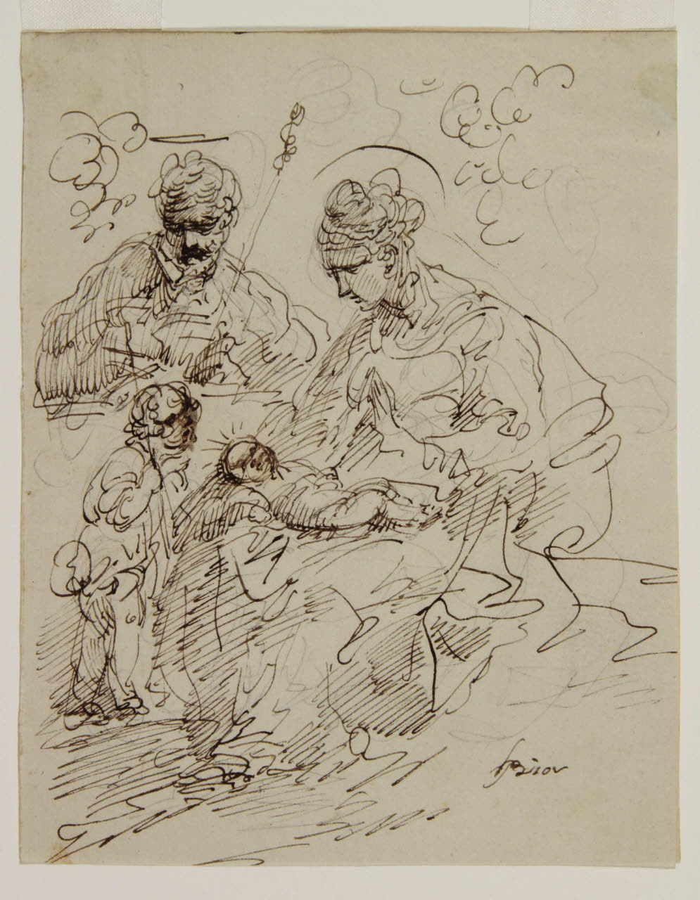 Sacra Famiglia con san Giovannino, Sacra Famiglia con san Giovannino (disegno) di Bison, Giuseppe Bernardino (secc. XVIII/ XIX)