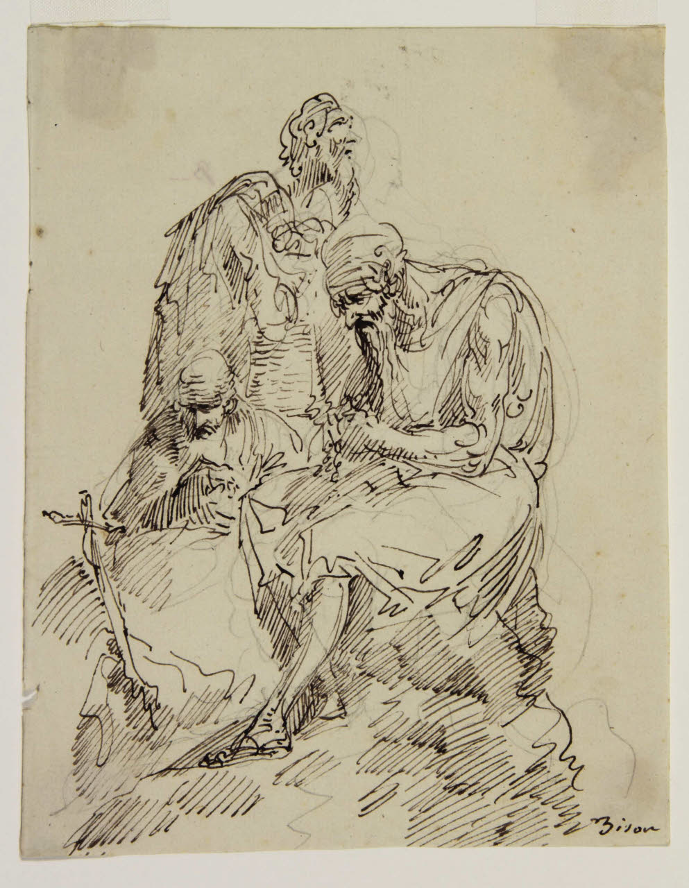 Gruppo di tre eremiti, Gruppo di tre eremiti (disegno) di Bison, Giuseppe Bernardino (secc. XVIII/ XIX)