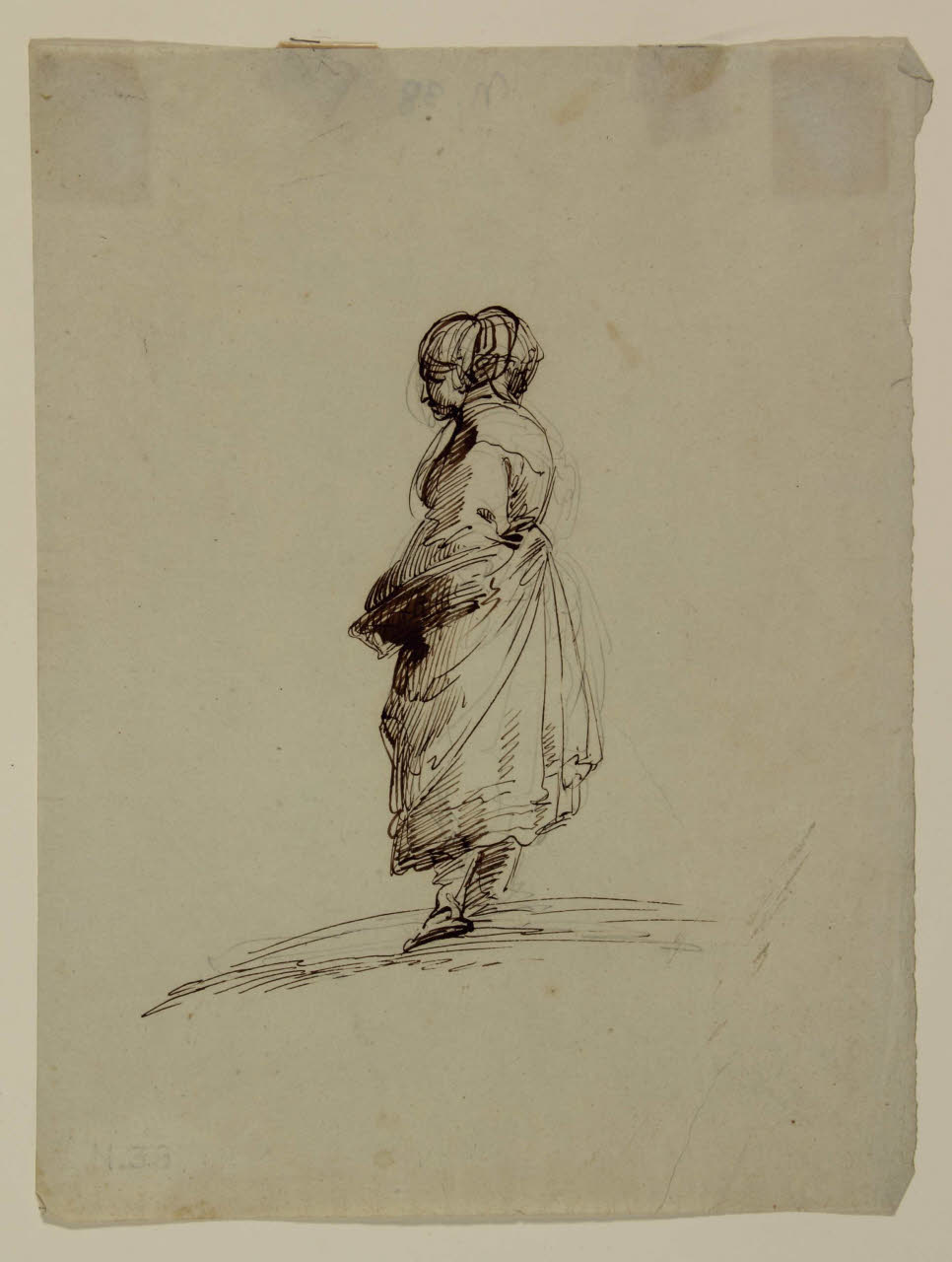 Figura di contadina stante, Figura di contadina stante (disegno) di Bison, Giuseppe Bernardino (secc. XVIII/ XIX)