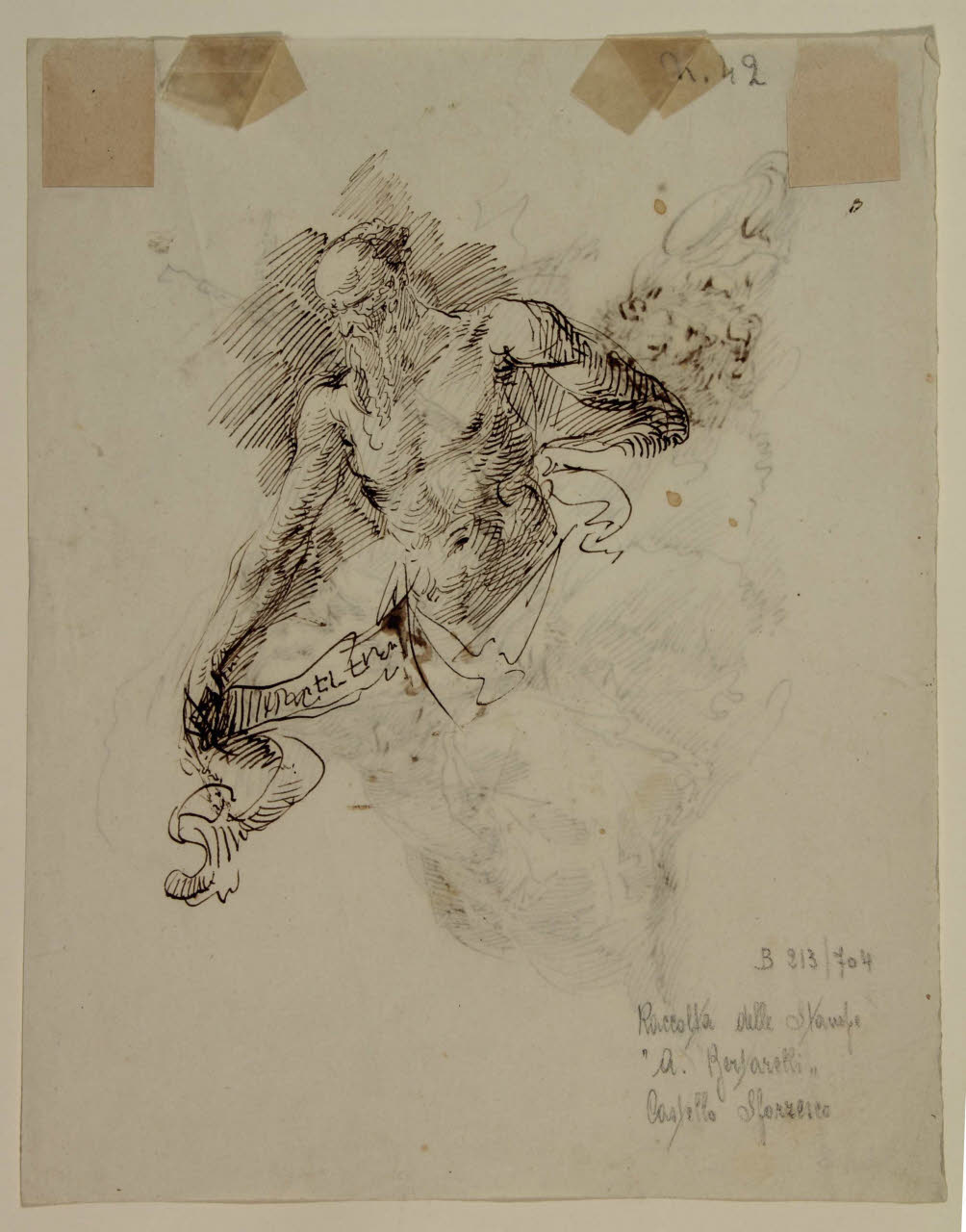 Santo con cartiglio, Santo con cartiglio (disegno) di Bison, Giuseppe Bernardino (secc. XVIII/ XIX)