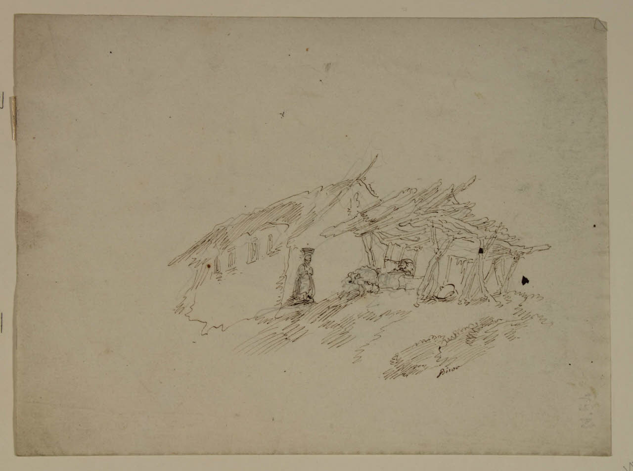 Casolari campestri con figure, Casolari campestri con figure (disegno) di Bison, Giuseppe Bernardino (secc. XVIII/ XIX)